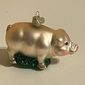 Old World Christmas Pig Ornament Blown Glass ￼￼